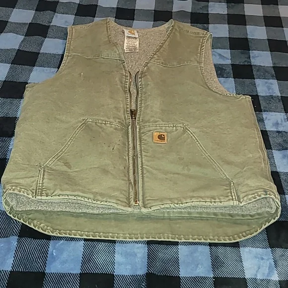 Vintage. Carhartt. USA Components. Zip Vest. Fleece-lined.  Men's size LT - Picture 7 of 16